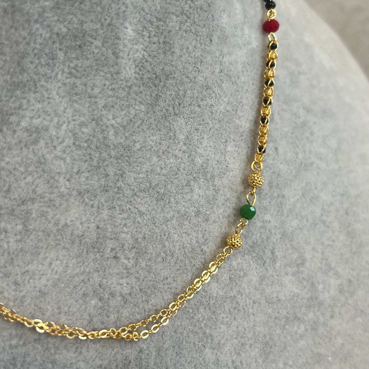 Black and Gold/Mangal Sutra Style/Thin Long Necklace Chain/ Mala/ Unique Style/ Indian/ Ethnic Wear/Fashion Jewellery/ Gift for Women