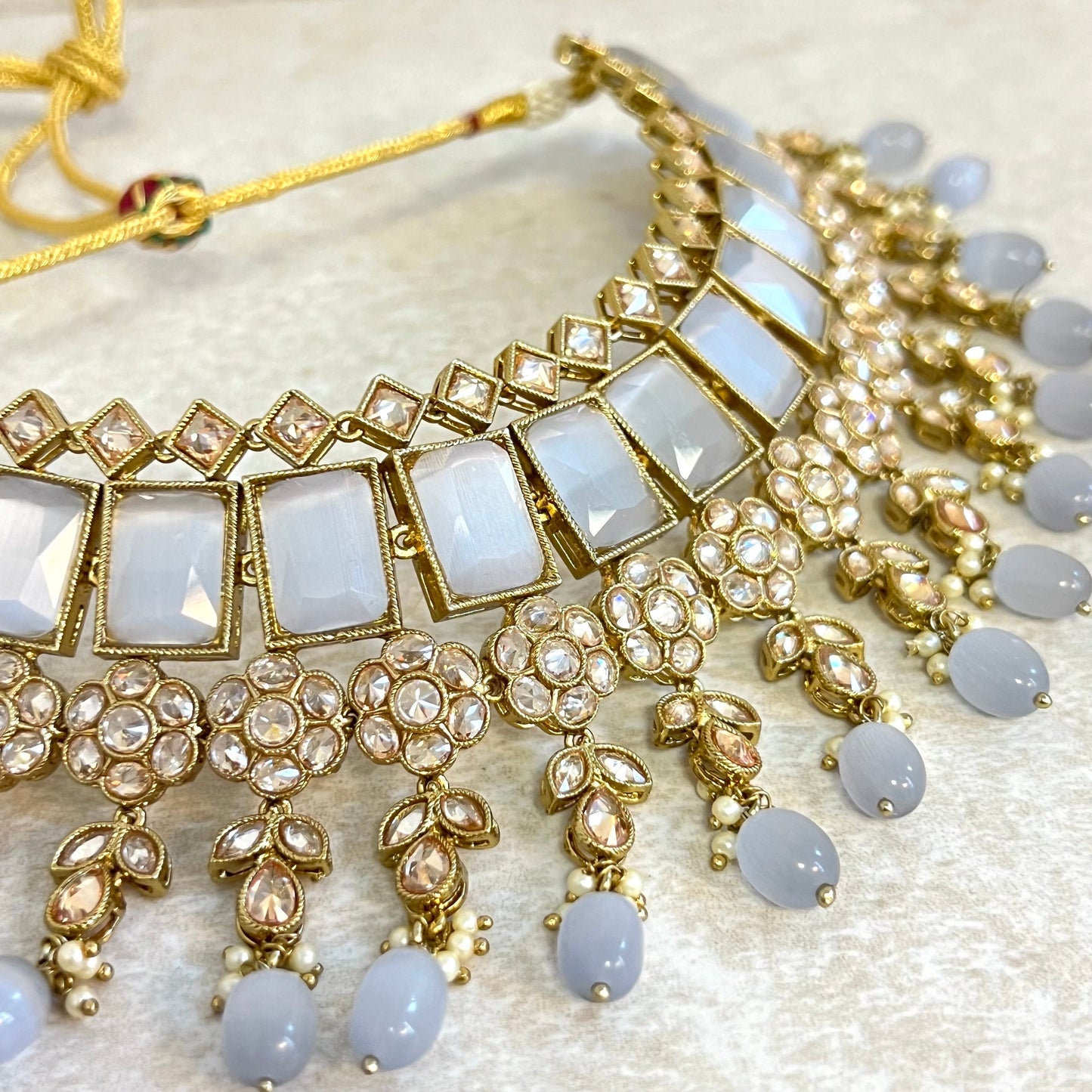 Grey Choker set Earring/ Tikka/ Tikli/ Indian/ Pakistani/Fashion Jewellery/ Gift for Women