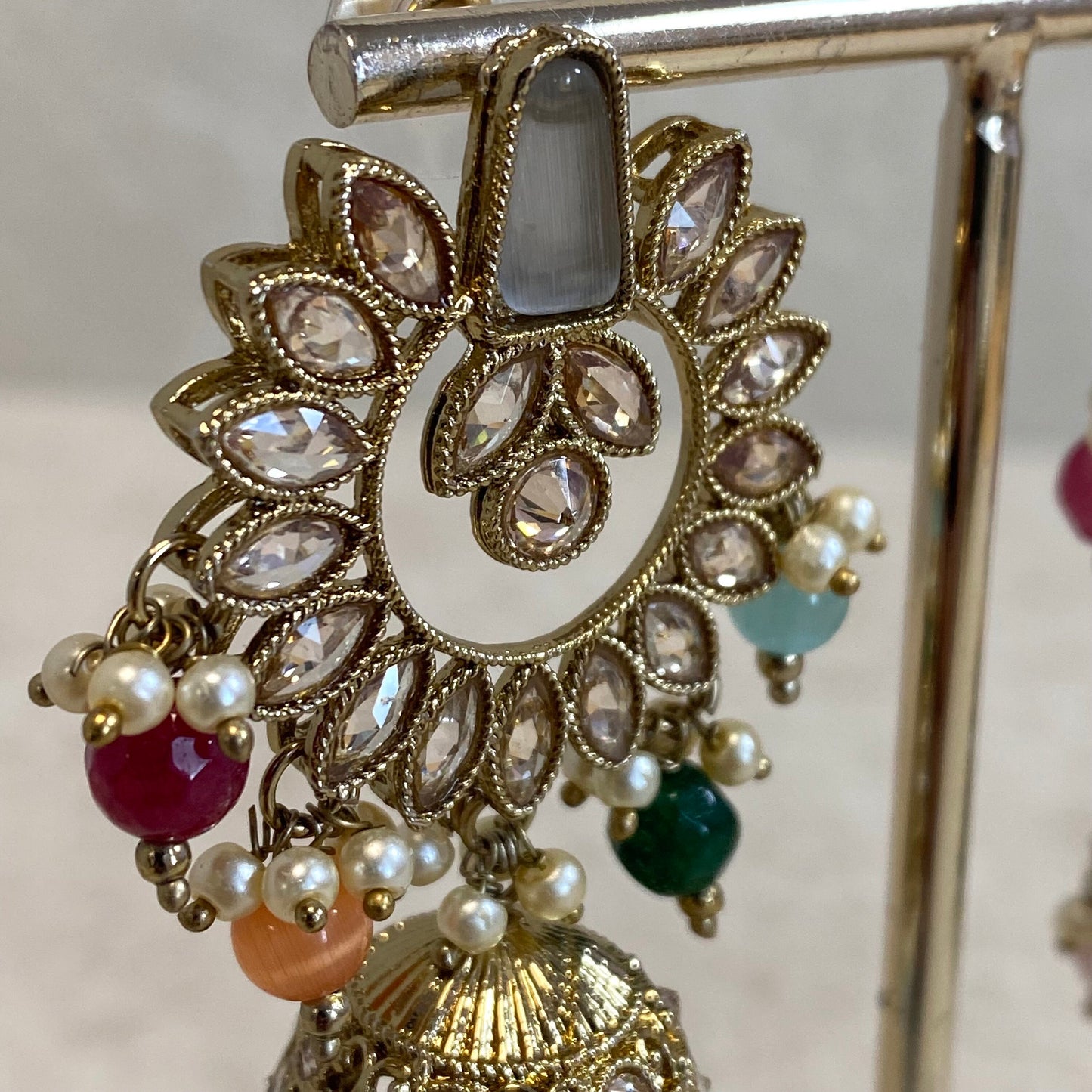 Crystal Earrings - Grey Multicolour/ Fashion Jewellery/ Gift for Women/Indian/ Pakistani Style