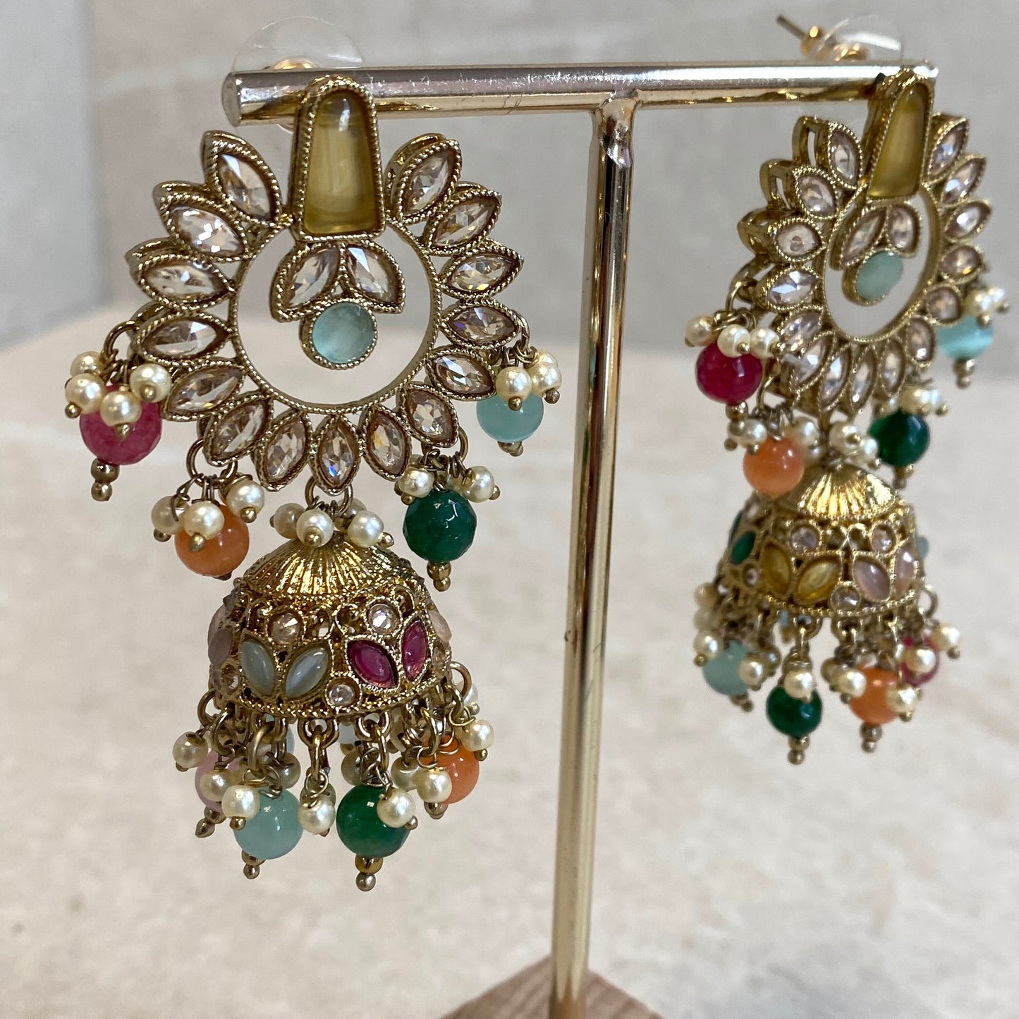 Crystal Earrings - Yellow Multicolour/ Fashion Jewellery/ Gift for Women/Indian/ Pakistani Style