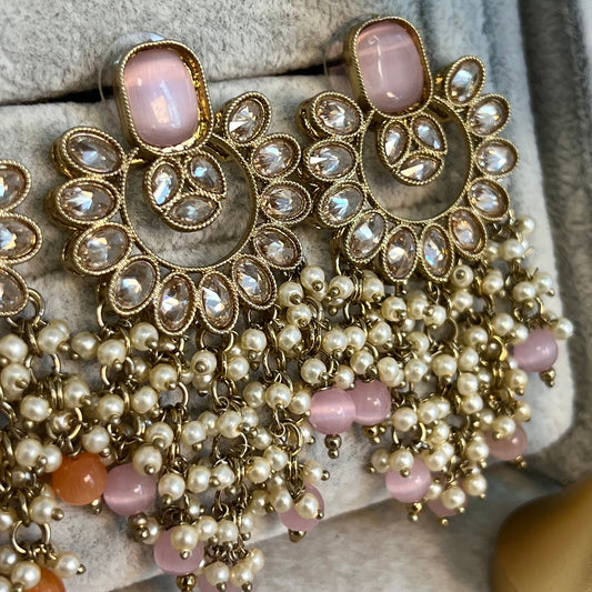 Pink Crystal Earring/ Fashion Jewellery/ Gift for Women/Indian/Pakistani style