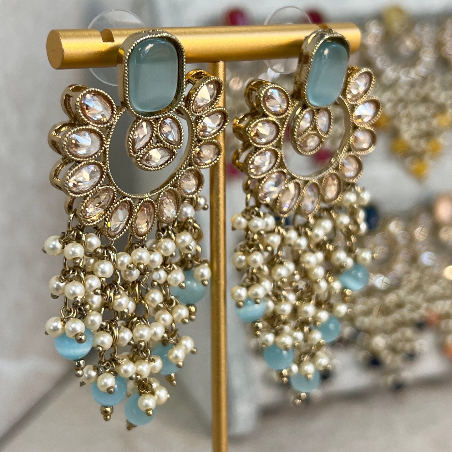 Light Blue Crystal Earrings/ Fashion Jewellery/ Gift for Women