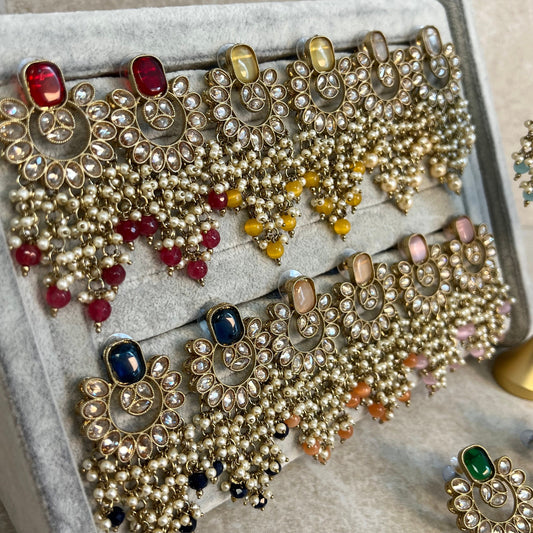 Navy Blue/ Long Crystal Earrings/ Fashion Jewellery/ Gift for Women/Indian/ Pakistani Style