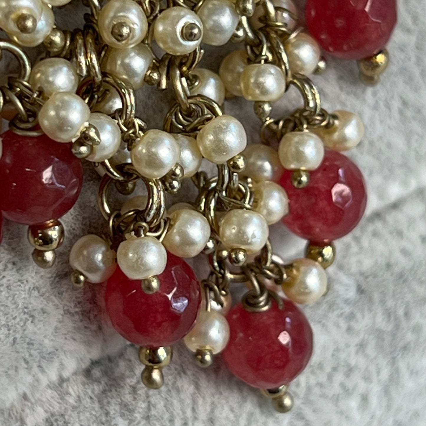 Ruby/Maroon/ Red Shade / Long Crystal Earrings/ Fashion Jewellery/ Gift for Women/Indian/ Pakistani Style