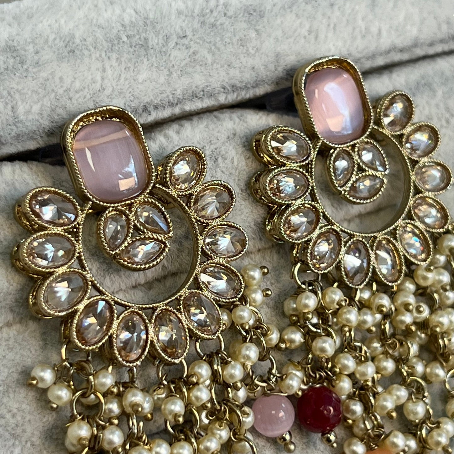 Pink Multicolour Crystal Earrings/ Fashion Jewellery/ Gift for Women/ Mendhi Party/ Haldi/ Colourful