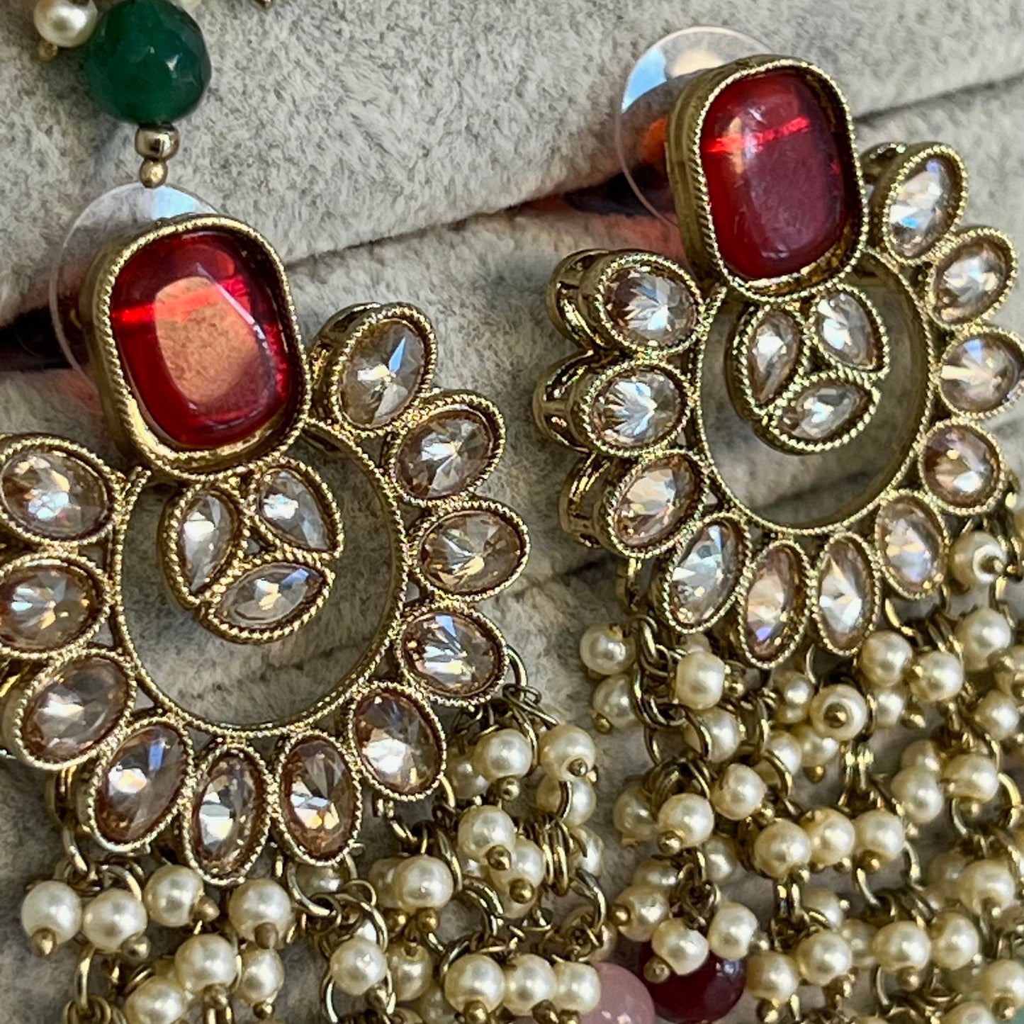 Red Multicolour Crystal Earrings/ Fashion Jewellery/ Gift for Women/ Mendhi Party/ Haldi/ Colourful//Indian/ Pakistani Style/Gift for women