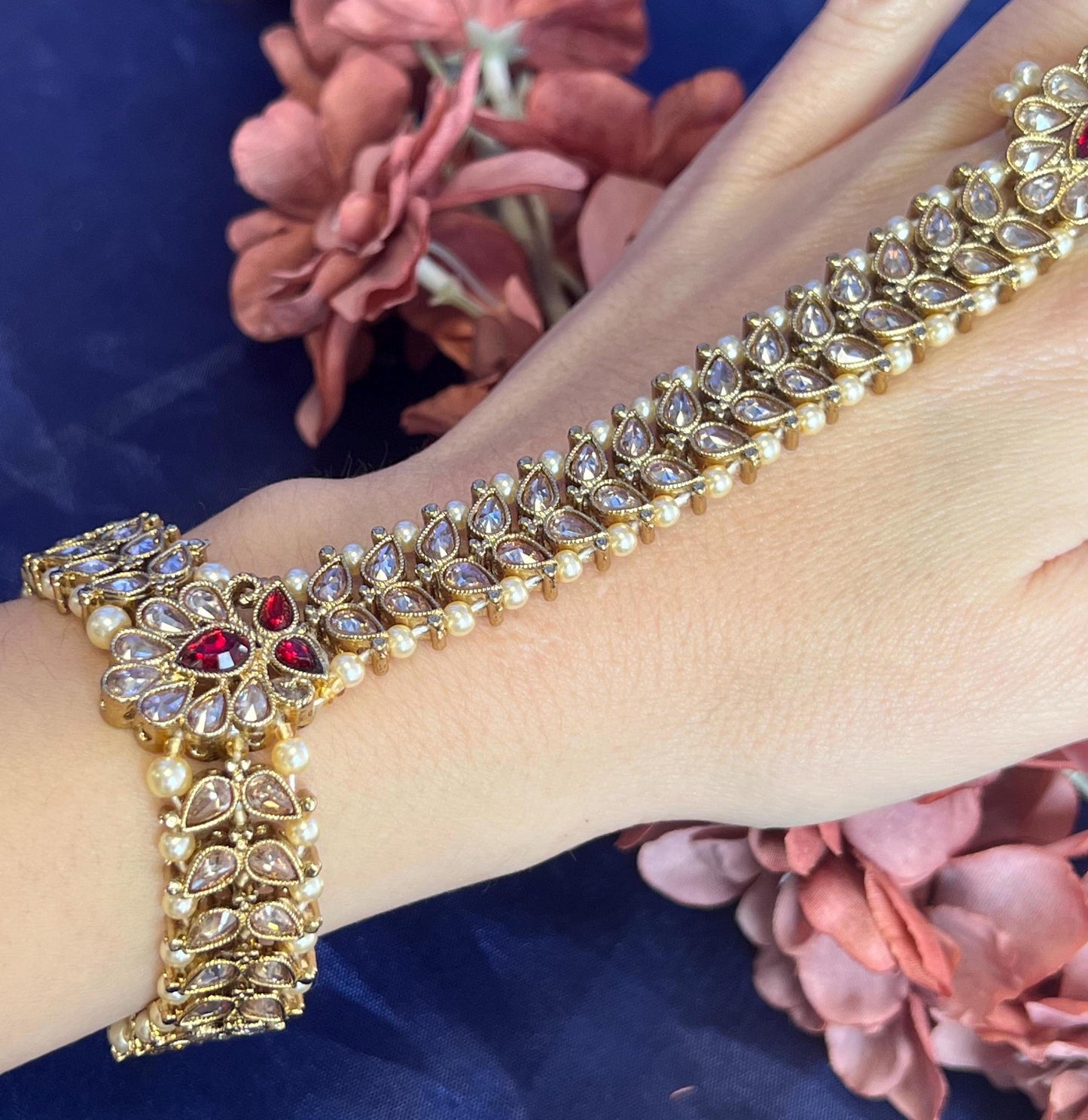 Maroon/Champagne Hand Harness/Maroon Hathpool/Fashion Jewellery/ Gift for Women/Indian/Pakistani style /Haathphool/Hand Accessory