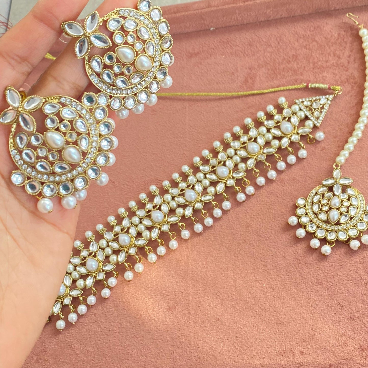 Faux Kundan Choker set/ Unique Style/ Indian/ Pakistani/Fashion Jewellery/ Gift for Women