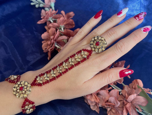 Maroon Hand Harness/Golden Hand Harness/Fashion Jewellery/Maroon Hathpool/Indian/Pakistani style /Haathphool/Hand Accessory