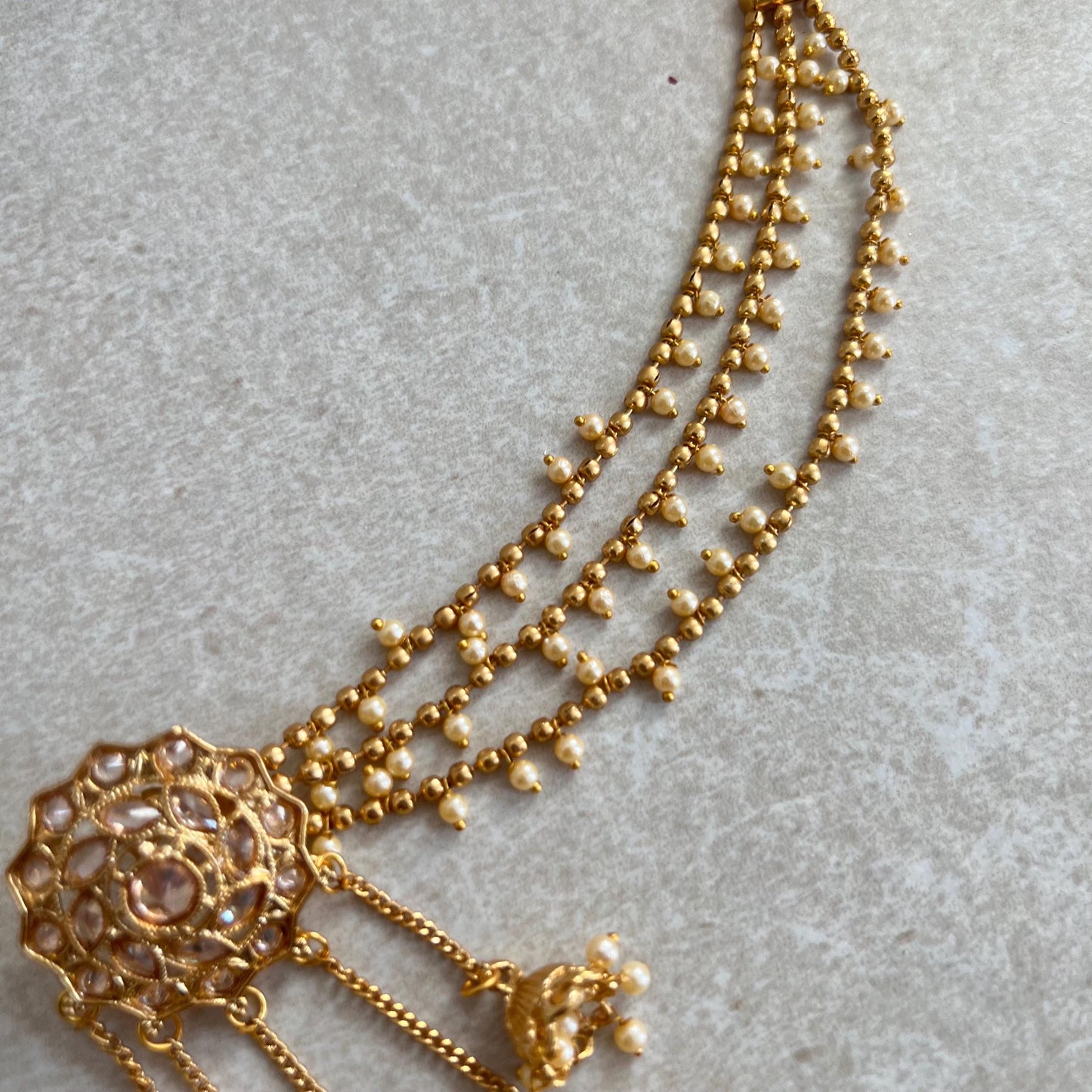 Golden Jhumka Earrings With Ear Chains/Saharay/ Indian Style Earring