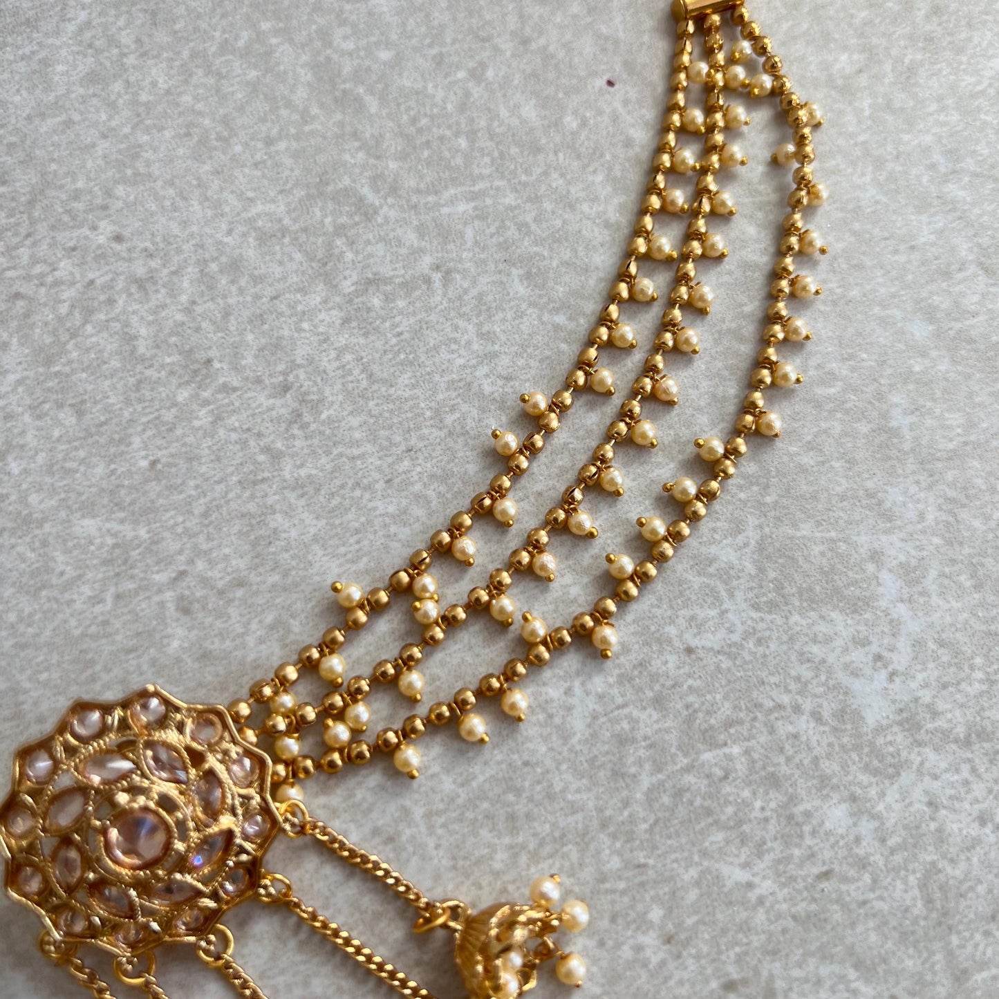 Golden Jhumka Earrings With Ear Chains/Saharay/ Indian Style Earring