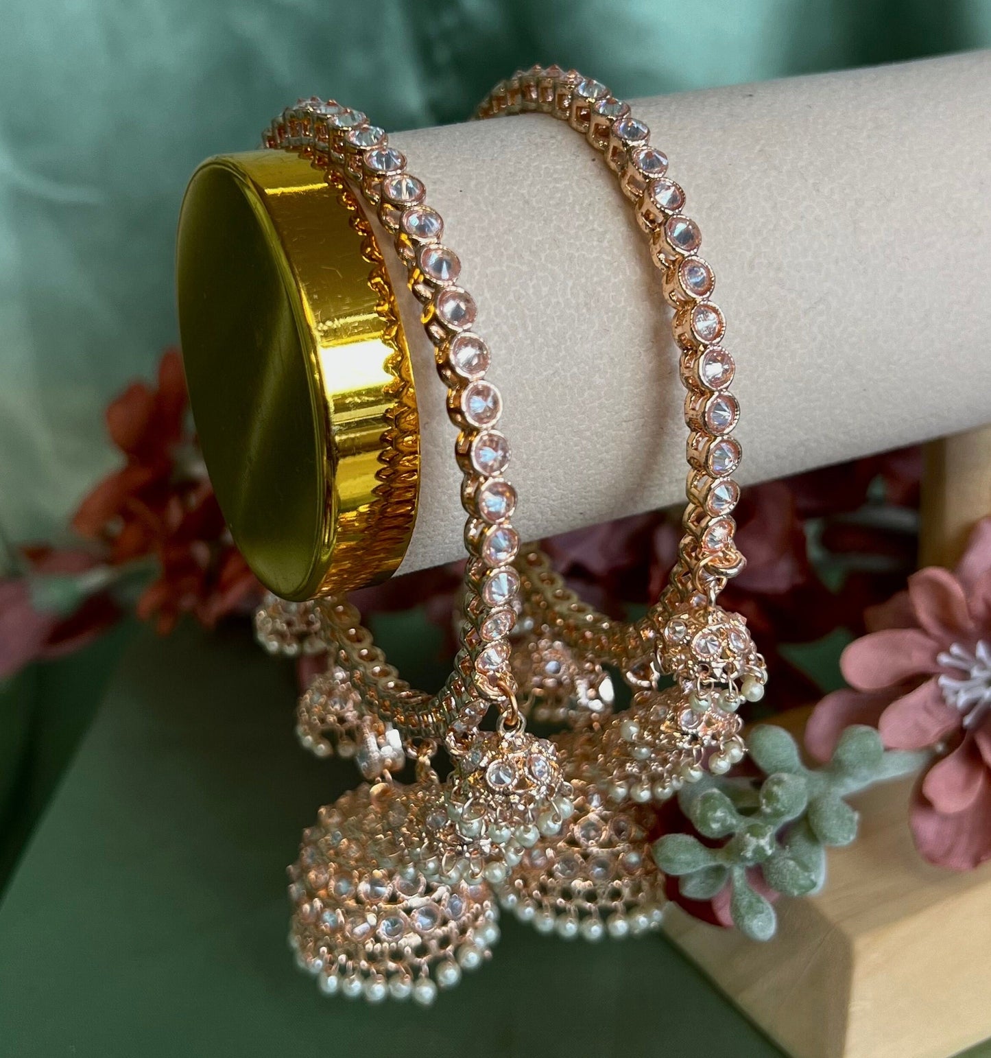 Set of 2 Rose Gold Jhumka Bangles/Rose gold Jhumkis/ Indian/ Pakistani/Jewelley/Bridal Bangles/Fashion Bracelet