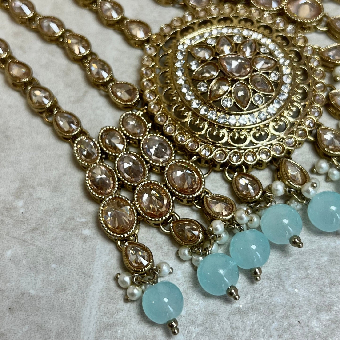 Jhumar/ Light Blue /Gold/ Champagne/ Passa/ Indian/ Pakistani Style/Headpieces/ Jhoomar