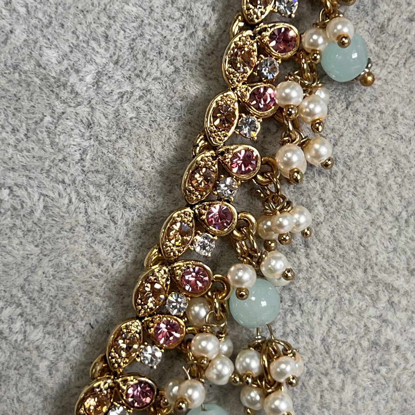 Pastel Pink, blue and gold. Long Mala/ Haar/ Long Necklace/ Waist chain/ Belt/ Sari Belt/ Unique Style/ Indian/ Pakistani/Fashion Jewellery