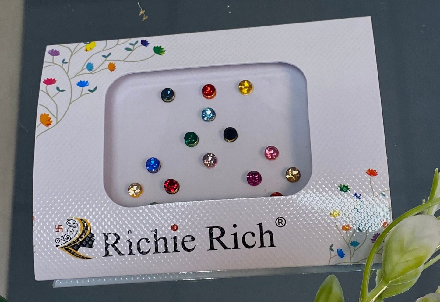 Multicolour Crystal Round Bindi Pack /Bindiya/ Chanlo/ Indian Accessory/ Forehead