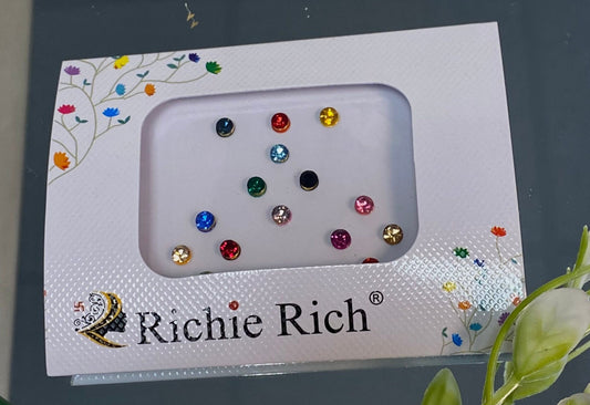 Multicolour Crystal Round Bindi Pack /Bindiya/ Chanlo/ Indian Accessory/ Forehead