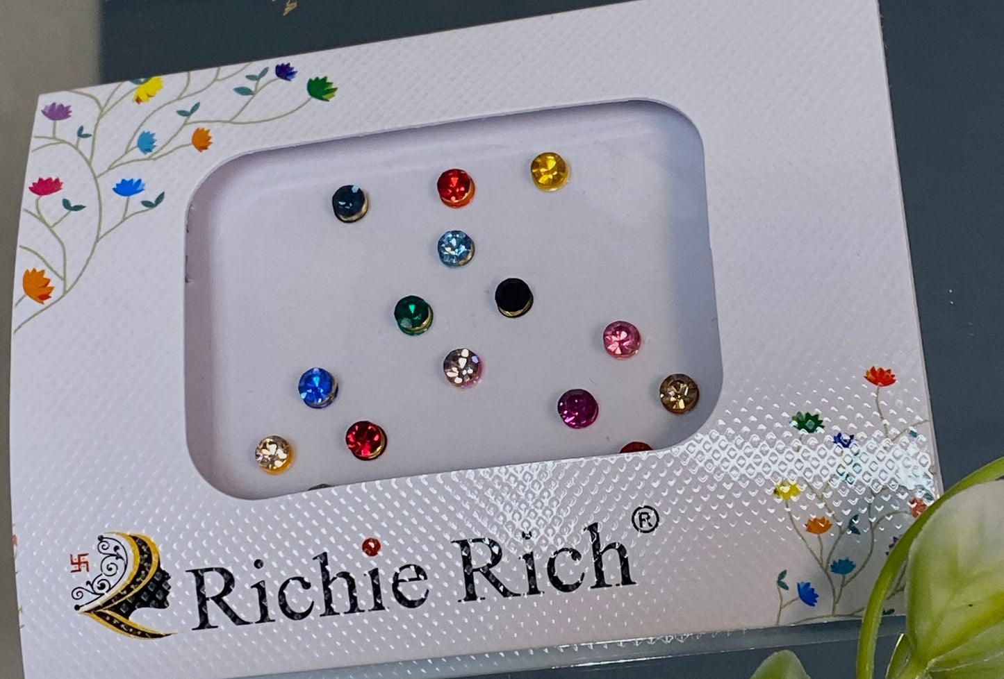 Multicolour Crystal Round Bindi Pack /Bindiya/ Chanlo/ Indian Accessory/ Forehead