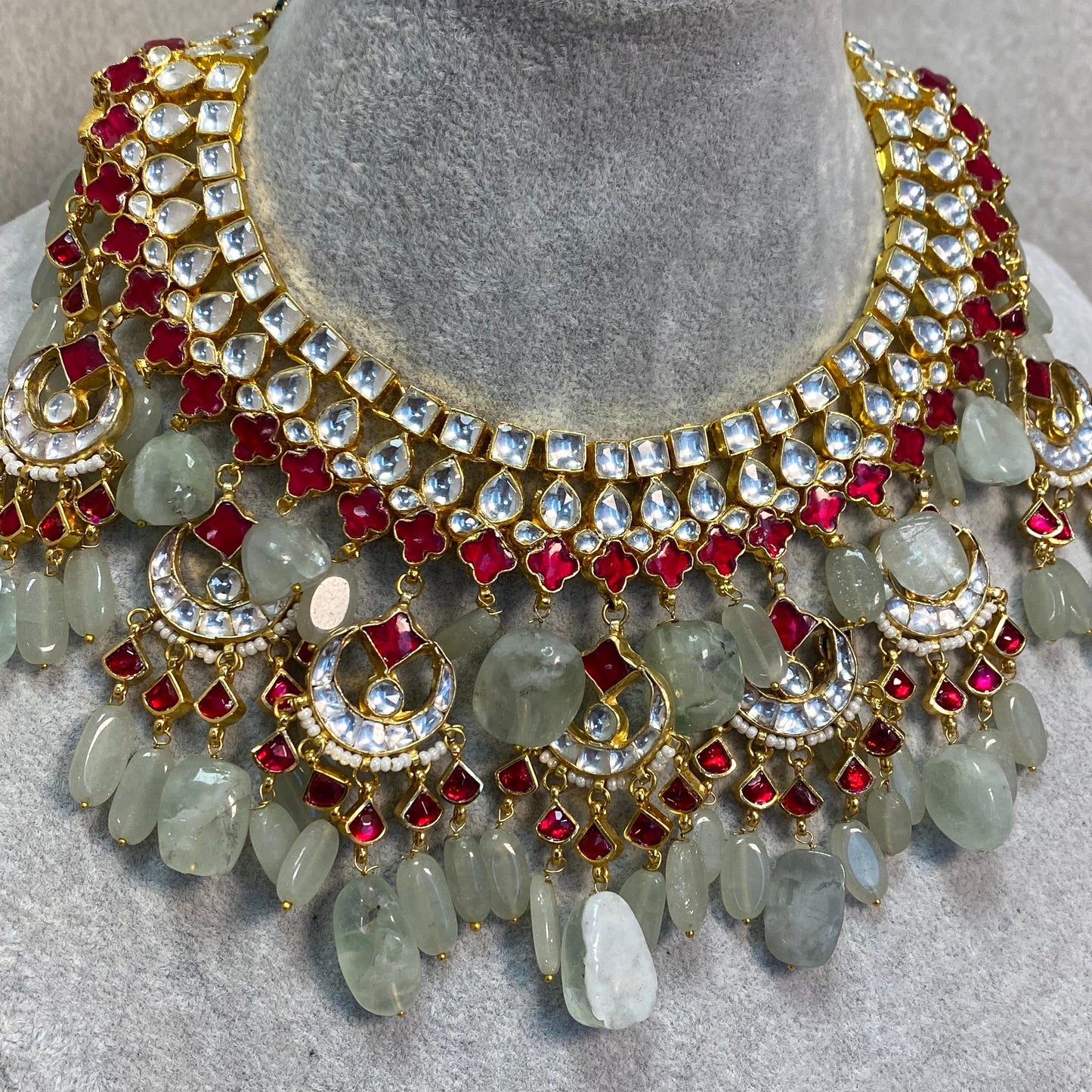 Mint Ruby Gold Faux Kundan Bright Gold Necklace Only/ Unique Style/ Indian/ Pakistani/Fashion Jewellery/ Gift for Women/ Slightly imperfect