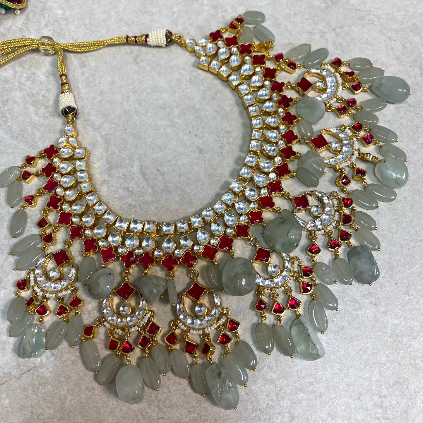 Mint Ruby Gold Faux Kundan Bright Gold Necklace Only/ Unique Style/ Indian/ Pakistani/Fashion Jewellery/ Gift for Women/ Slightly imperfect