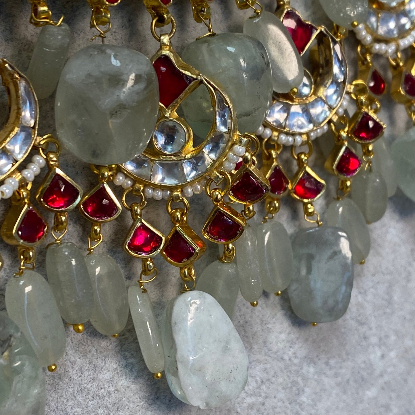 Mint Ruby Gold Faux Kundan Bright Gold Necklace Only/ Unique Style/ Indian/ Pakistani/Fashion Jewellery/ Gift for Women/ Slightly imperfect