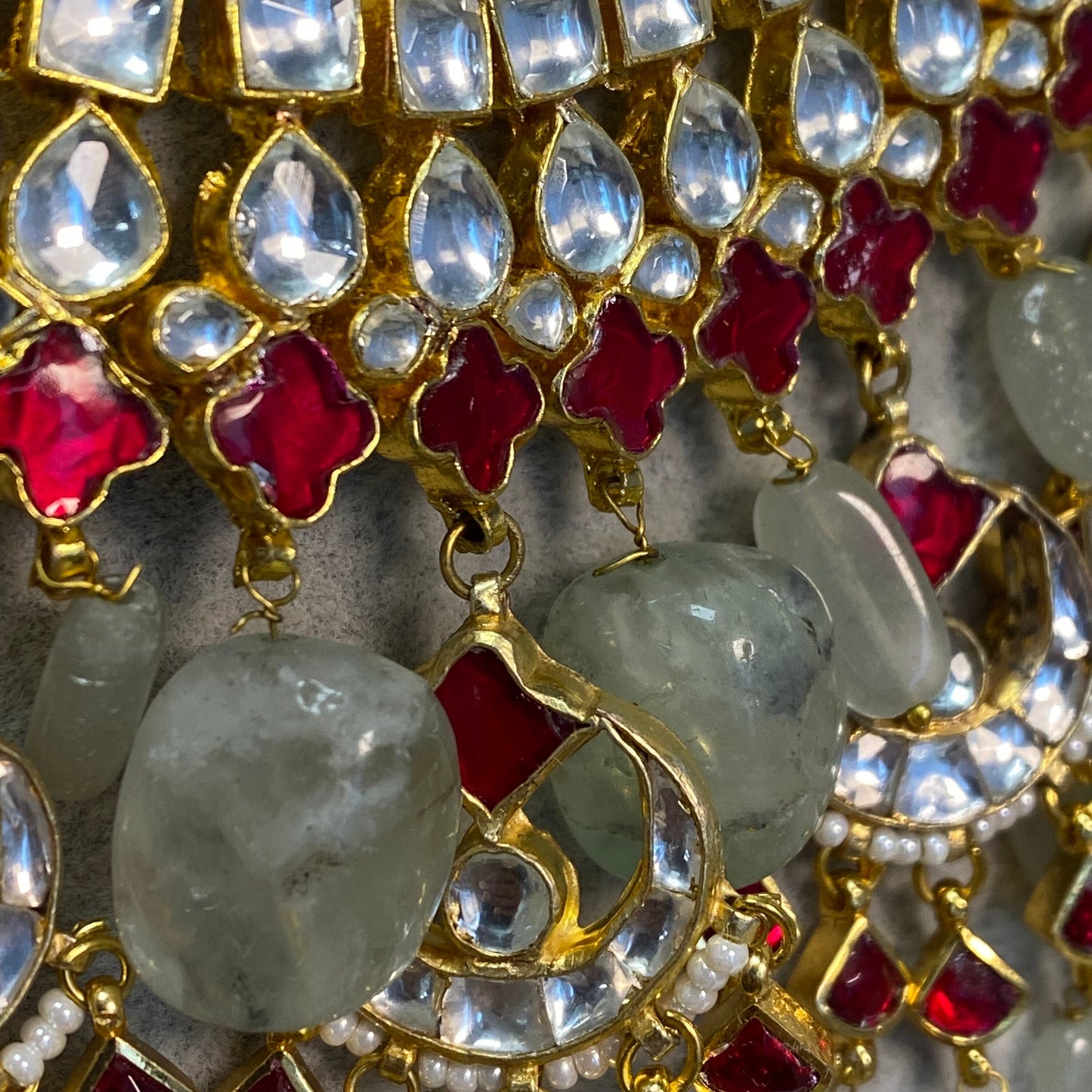 Mint Ruby Gold Faux Kundan Bright Gold Necklace Only/ Unique Style/ Indian/ Pakistani/Fashion Jewellery/ Gift for Women/ Slightly imperfect