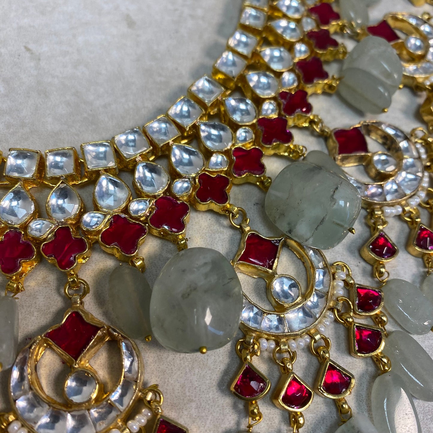 Mint Ruby Gold Faux Kundan Bright Gold Necklace Only/ Unique Style/ Indian/ Pakistani/Fashion Jewellery/ Gift for Women/ Slightly imperfect