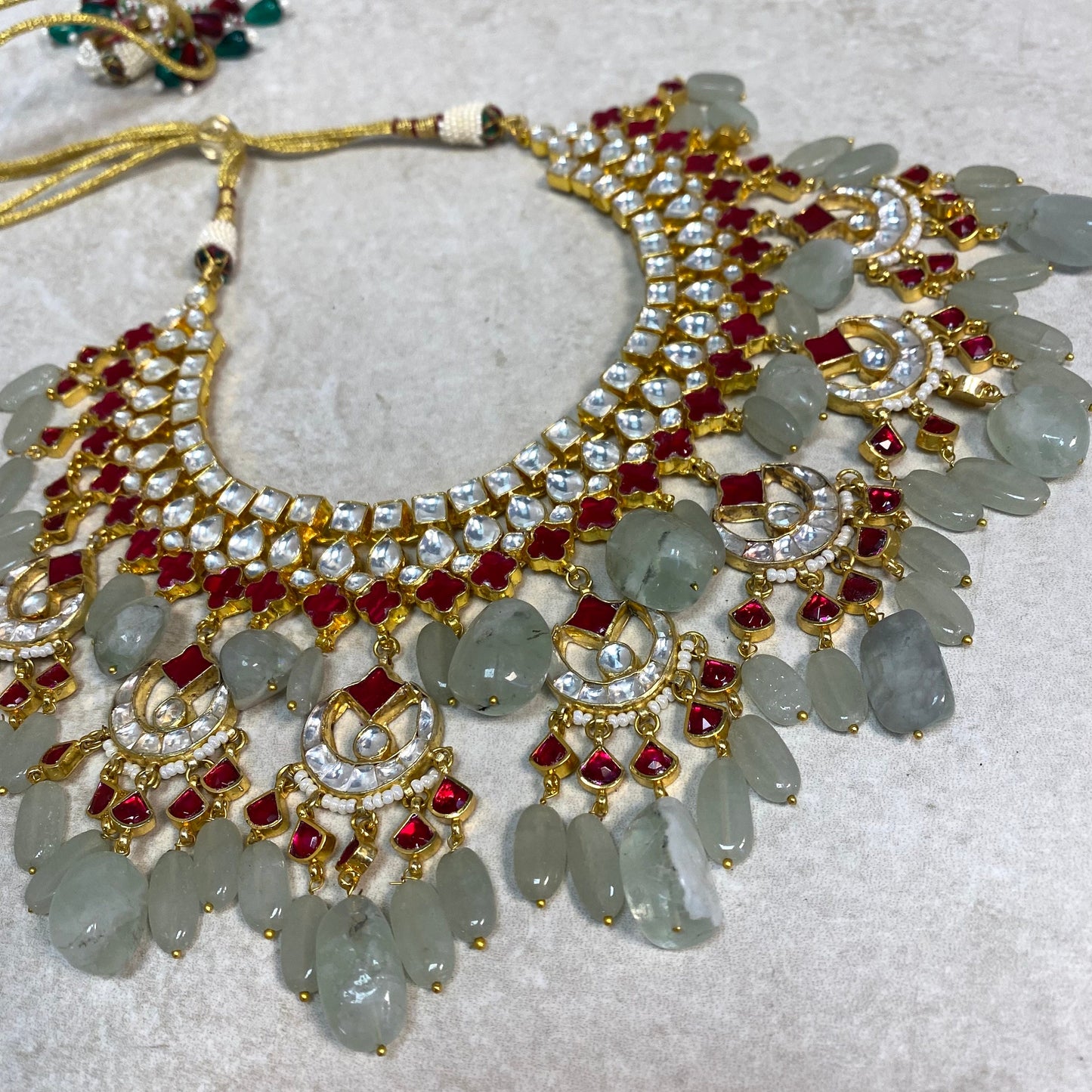 Mint Ruby Gold Faux Kundan Bright Gold Necklace Only/ Unique Style/ Indian/ Pakistani/Fashion Jewellery/ Gift for Women/ Slightly imperfect