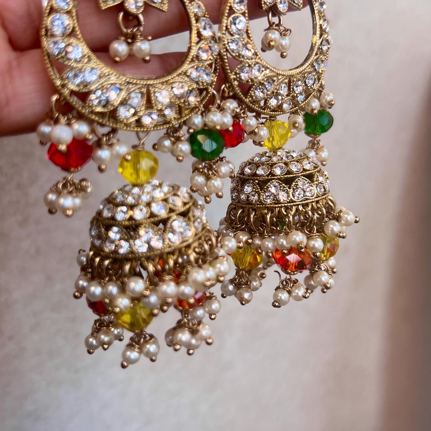 Multicolour Necklace Set  - Multicolour Earring/ Tikka/ Tikli/ Indian/ Pakistani/Fashion Jewellery/Mendhi/ Green, Orange, Yellow and Red