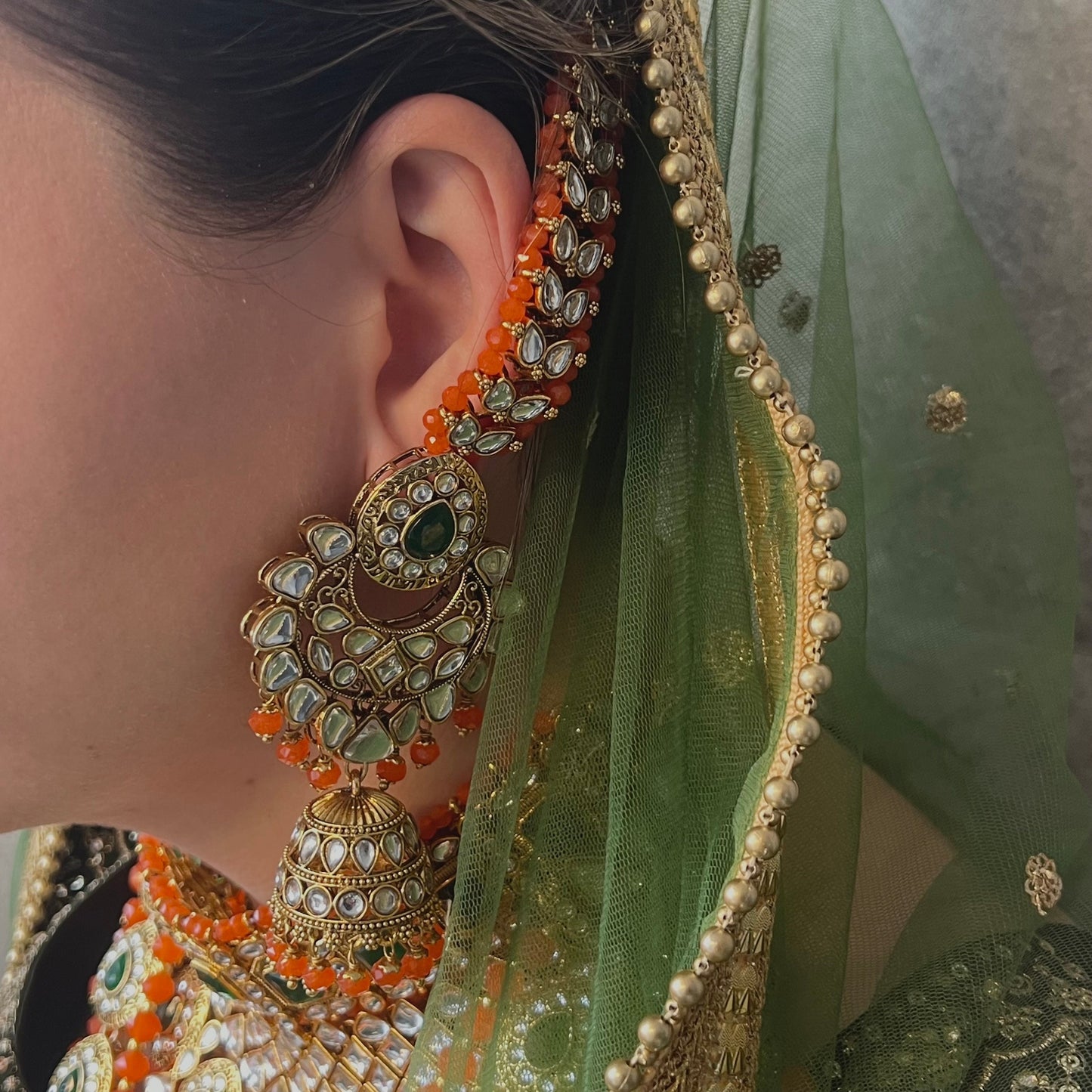 Faux Kundan Mendhi Colour Bridal Set/ Full Bridal Set/ Indian/ Pakistani Style/Necklace/ Choker/ Earring/ Tikka/ Mathapatti/Mala/Jhumar