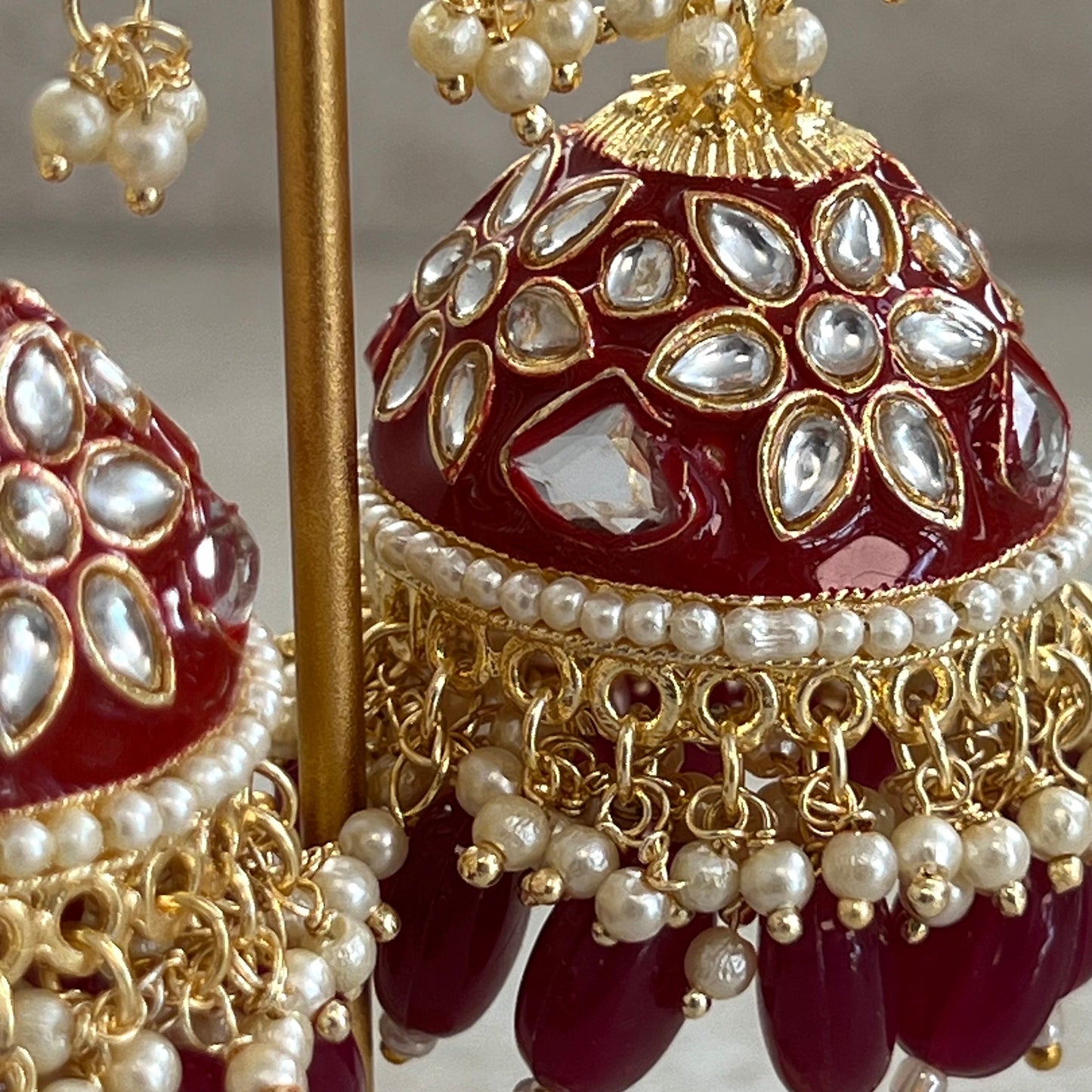 Purple Jhumka Earring/ Meenakari/ Indian/ Pakistani Style/ Hand Painted/ Gift for women/Faux Kundan