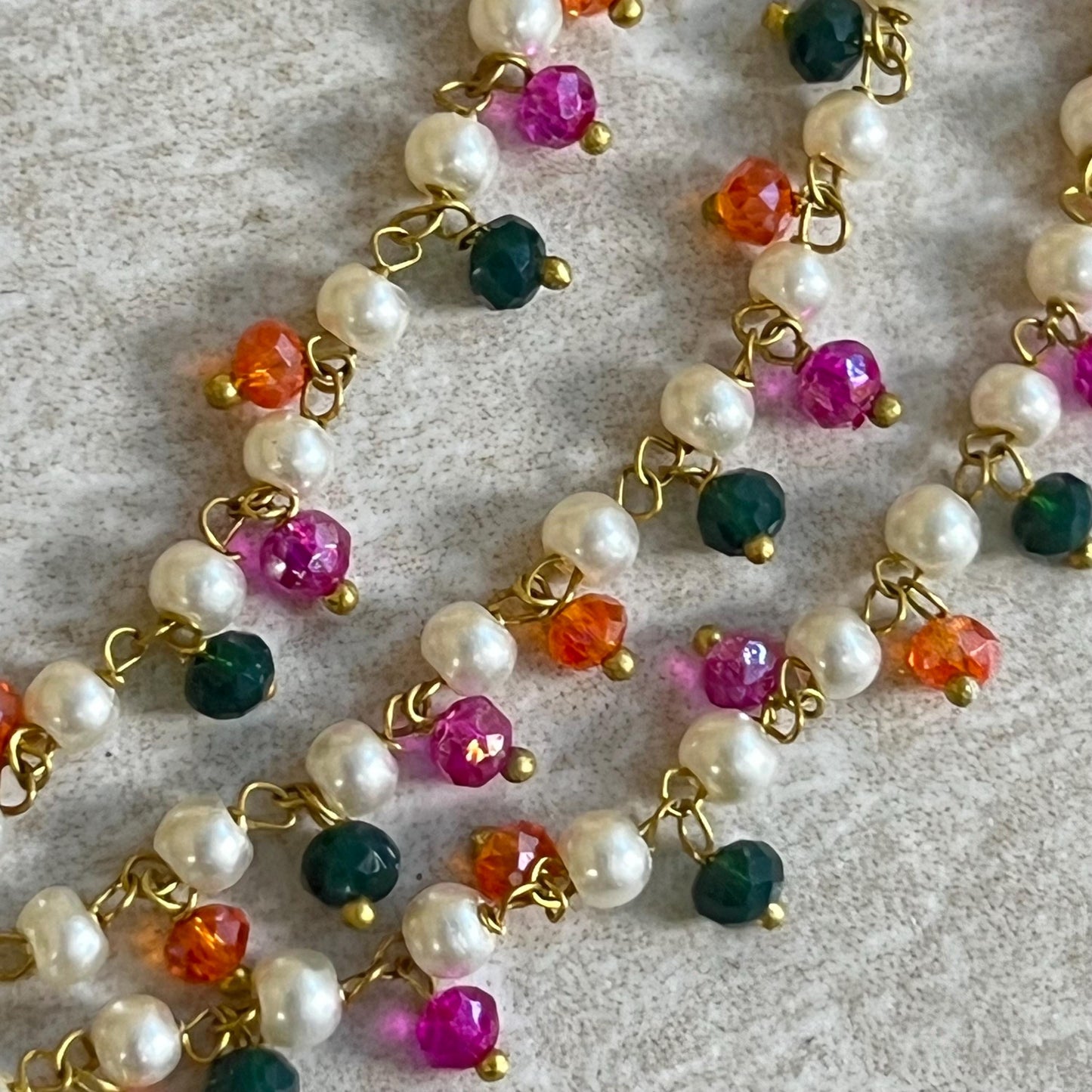 Multicolour Mendhi Colour Ear Chains (Saharey) / Indian Style Earring/ Fashion Jewellery/ Gift for Women