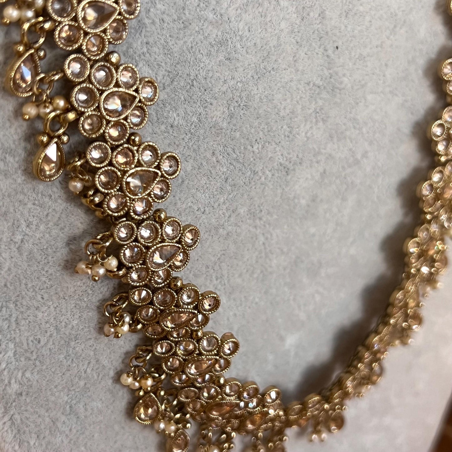 Champagne Short to Lond Adjustable Mala Necklace only/ Antique Gold/ Zircon Crystal Indian/ Pakistani/Fashion Jewellery/ Gift for Women