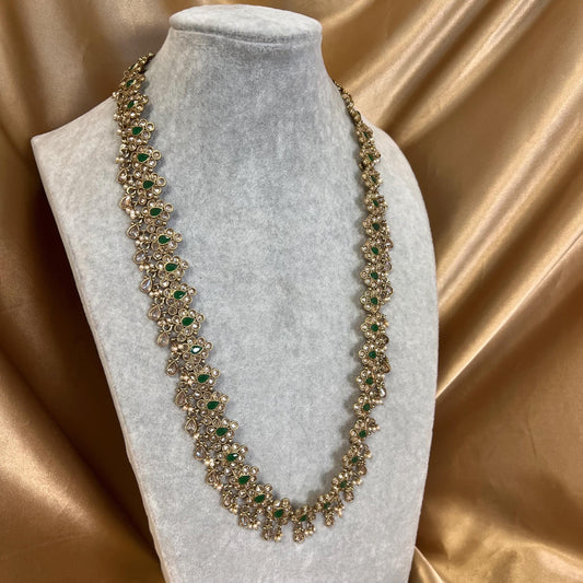 Green Champagne Long Mala/ Haar/ Long Necklace/ Waist chain/ Belt/ Sari Belt/ Unique Style/ Indian/ Pakistani/Fashion Jewellery/ Gift