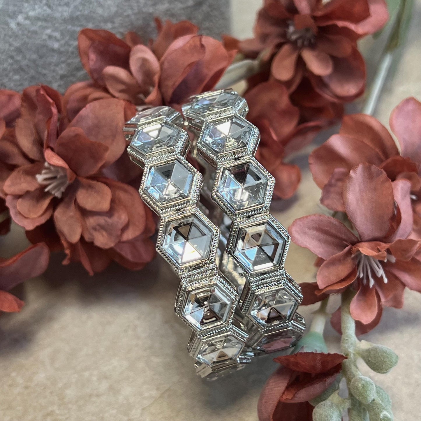 Set of 2 Silver Kada Bangles/Indian/Pakistani/Jewelley/Silver Bangles/Fashion Bracelet