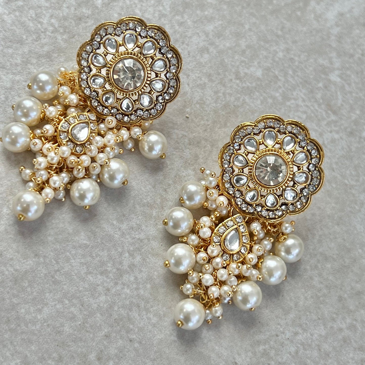 Faux Kundan Clear Pearl Choker set Earring/ Tikka/ Tikli/ Indian/ Pakistani/Fashion Jewellery/ Gift for Women/