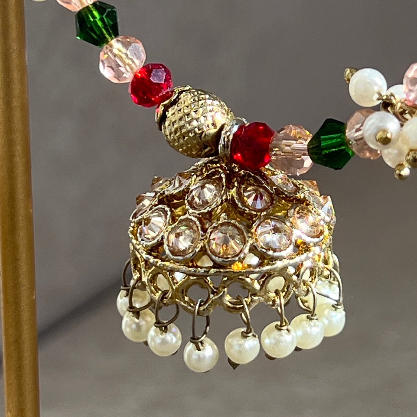 Gold/ Champagne/ Multicolour Jhumka Indian Hoop Earring/Indian Earrings/Pakistani Fashion/Indian Jewellery/Mendhi Party /Gifts for Women