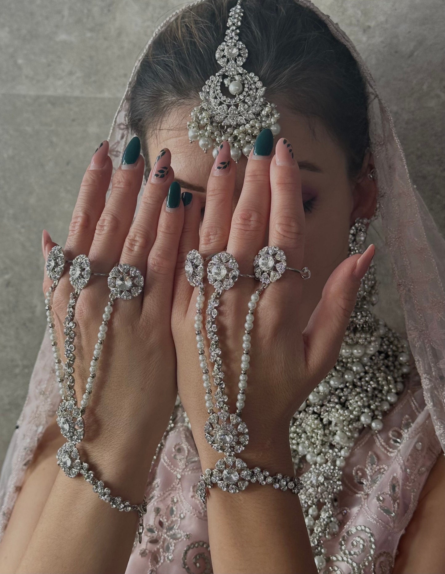 Silver Full Bridal Set Indian/ Pakistani Style/Necklace/ Choker/ Earring/ Tikka/ Mathapatti/Mala/Jhumar