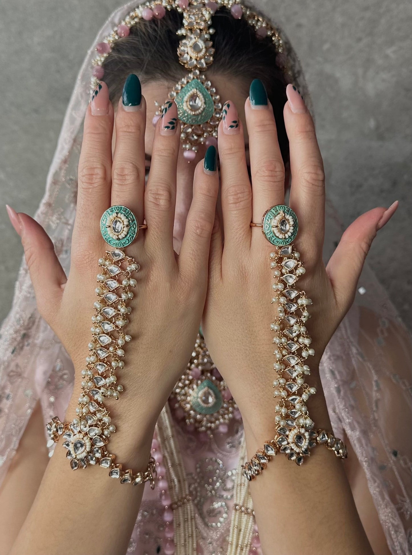 Faux Kundan Pastel Full Bridal Set/ Indian/ Pakistani Style/Necklace/ Choker/ Earring/ Tikka/ Mathapatti/Mala/Jhumar