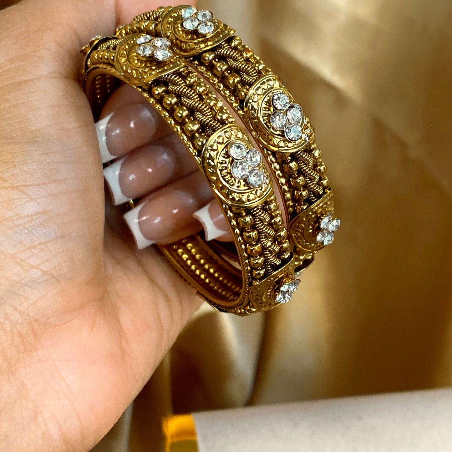 2.2 Gold Single Bangle/ Statement Piece Set of 2/Indian/ Pakistani/Jewelley/ Fashion Bracelet