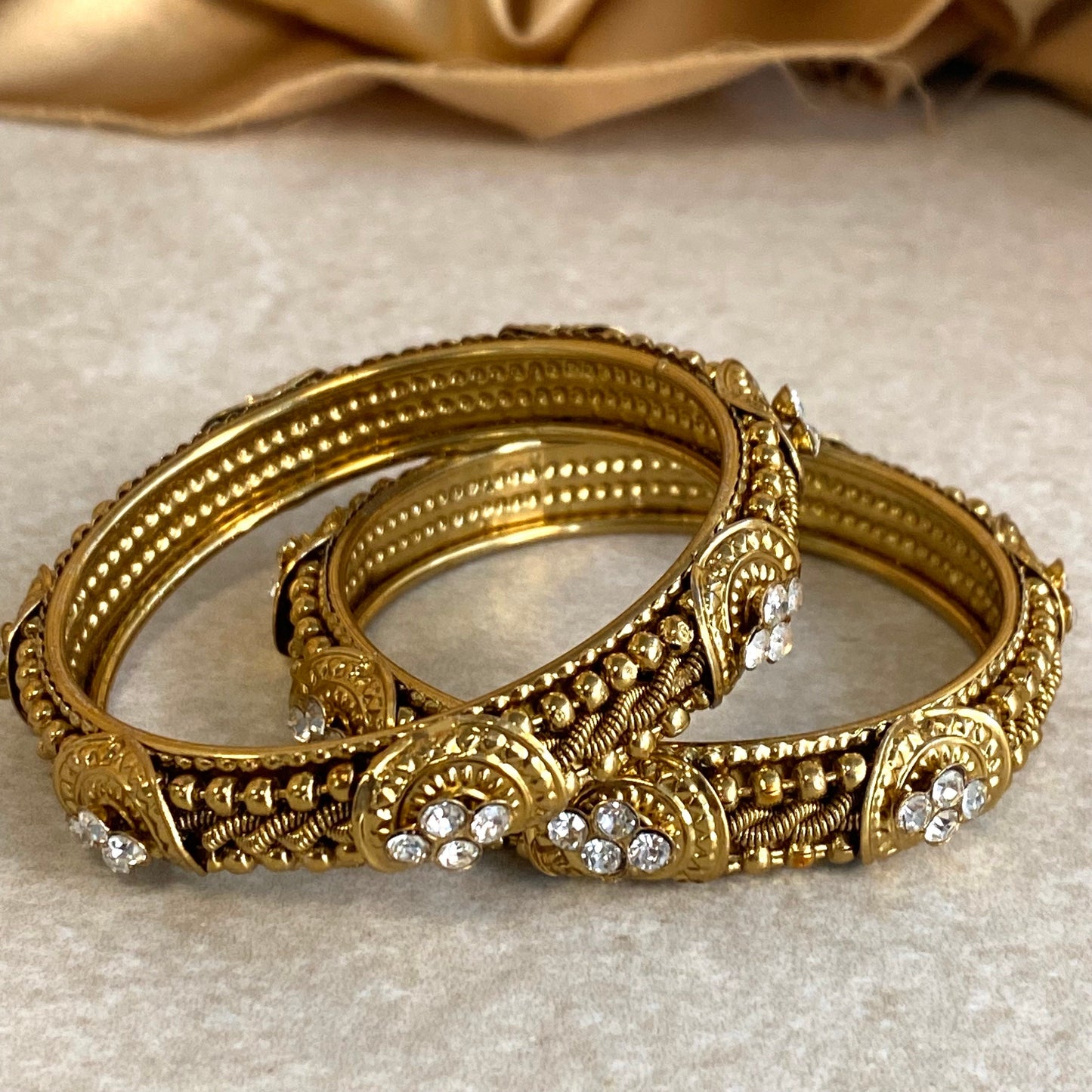 2.2 Gold Single Bangle/ Statement Piece Set of 2/Indian/ Pakistani/Jewelley/ Fashion Bracelet