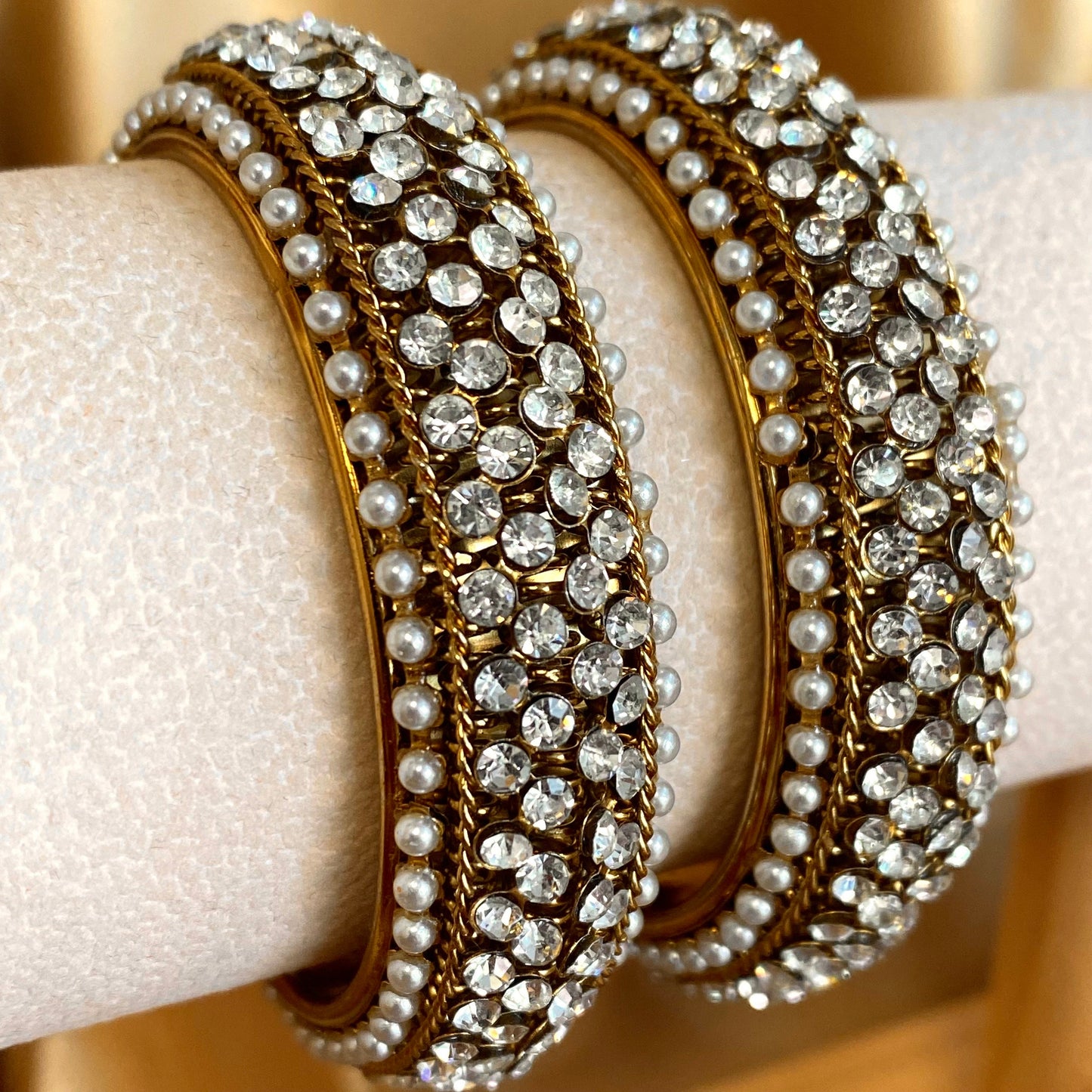 2.2 Gold and Silver Single Bangle/ Statement Piece Set of 2/Indian/ Pakistani/Jewelley/ Fashion Bracelet/ Clear