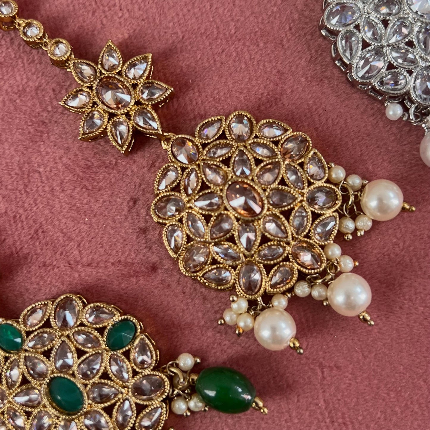 Crystal Tikka - Antique Gold /Champagne Zircon Crystal / Tikli/ Indian/ Pakistani Fashion Jewellery/ Maang Tikkas/ Mix Colours