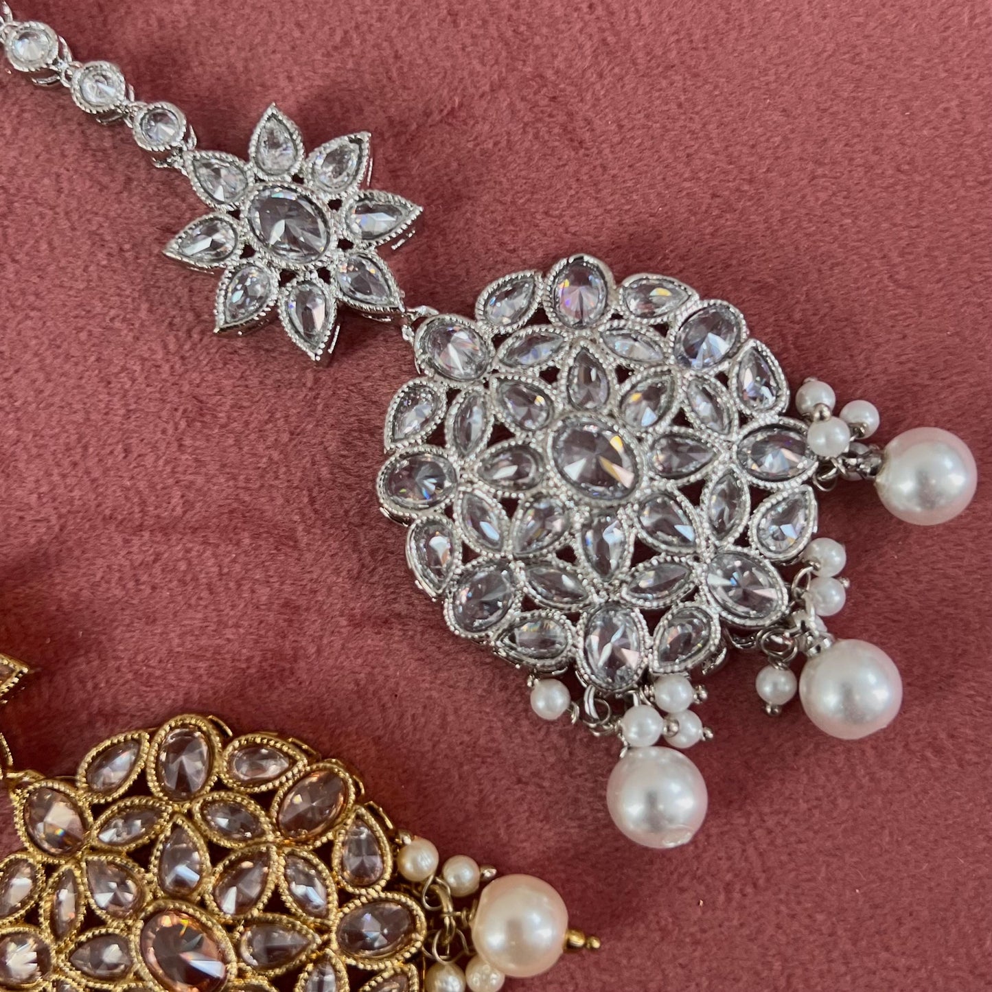 Crystal Tikka - Antique Gold /Champagne Zircon Crystal / Tikli/ Indian/ Pakistani Fashion Jewellery/ Maang Tikkas/ Mix Colours