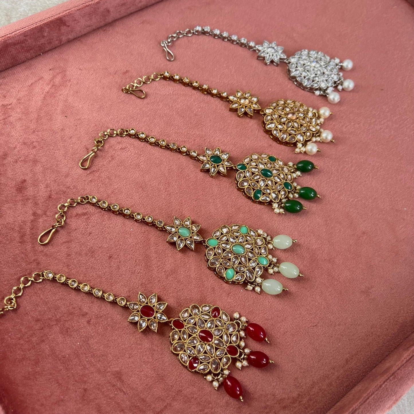 Crystal Tikka - Antique Gold /Champagne Zircon Crystal / Tikli/ Indian/ Pakistani Fashion Jewellery/ Maang Tikkas/ Mix Colours