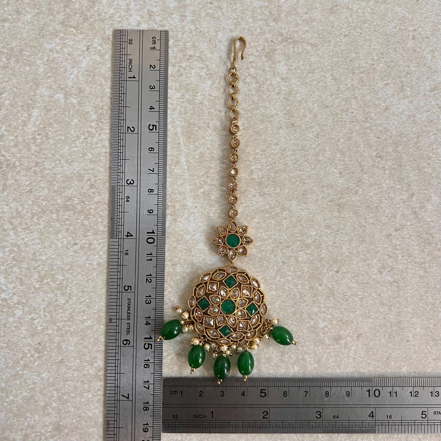 Flower Crystal Tikka - Antique Gold /Champagne Zircon Crystal /Maroon/ Green/ Tikli/ Indian/ Pakistani Fashion Jewellery/ Maang Tikkas/