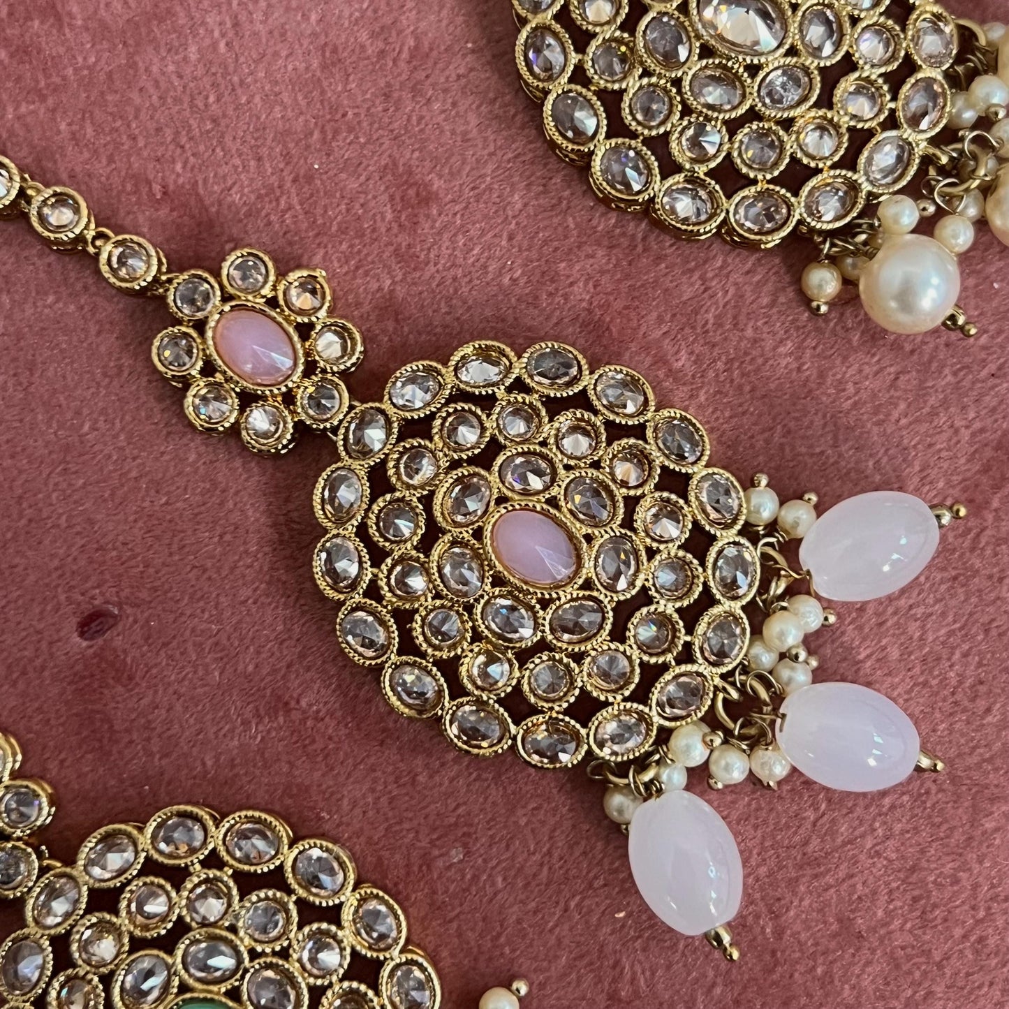 Long Crystal Tikka - Antique Gold /Champagne Zircon Crystal /Mix Colour/ Tikli/ Indian/ Pakistani Fashion Jewellery/ Maang Tikkas/