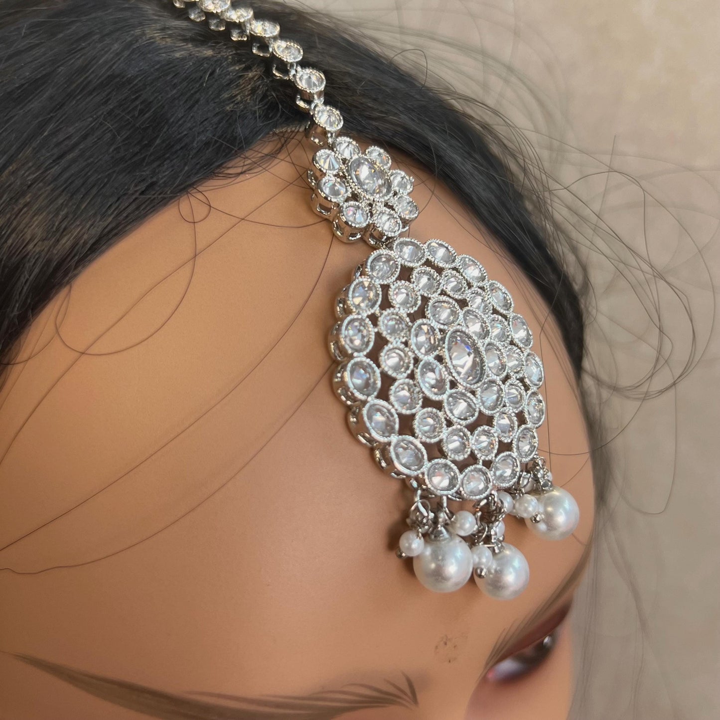 Long Crystal Tikka - Antique Gold /Champagne Zircon Crystal /Mix Colour/ Tikli/ Indian/ Pakistani Fashion Jewellery/ Maang Tikkas/