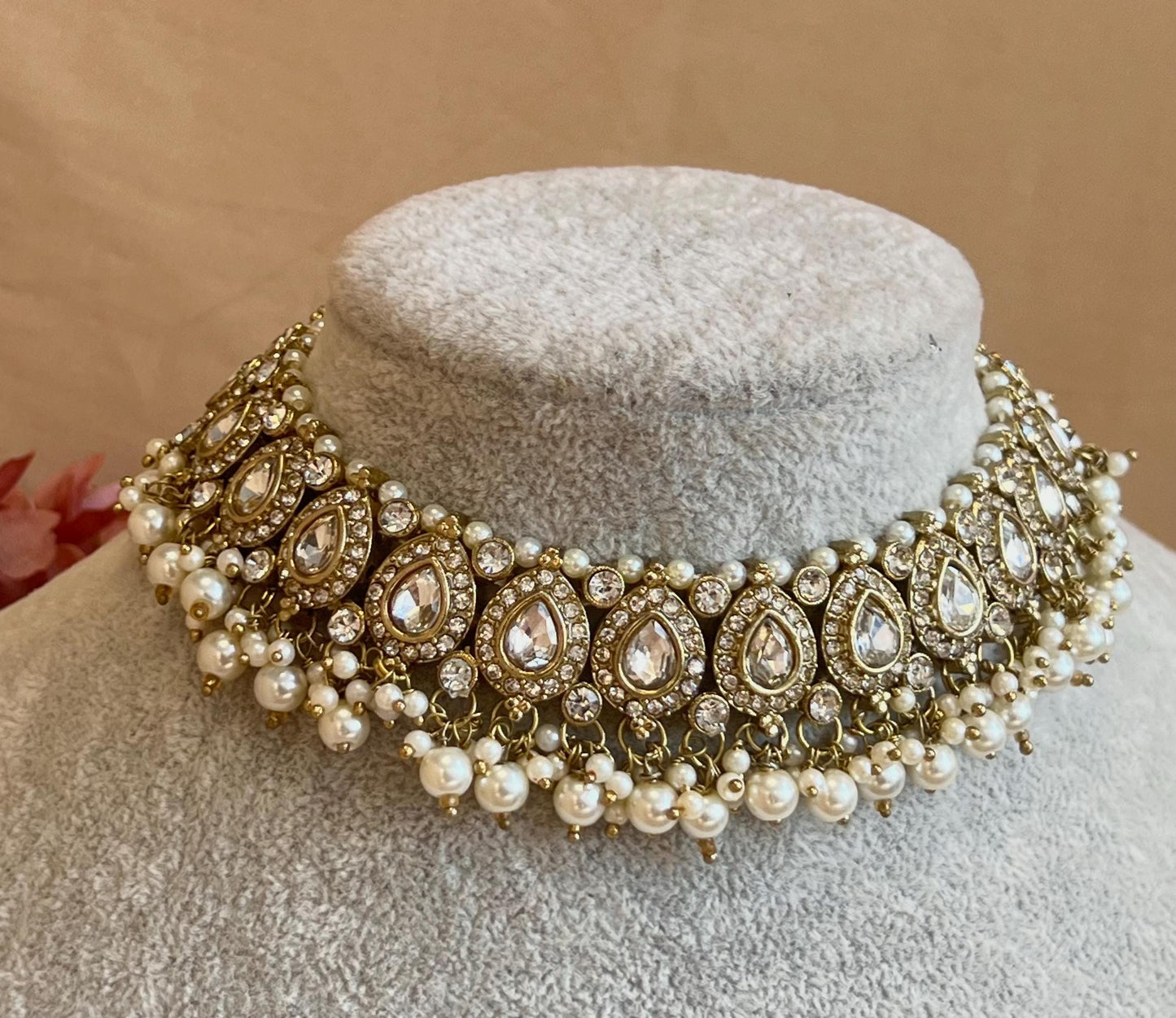 Clear Stone Indian Choker/ Unique/ Style/ Indian/ Pakistani/Fashion Jewellery/ Gift for Women