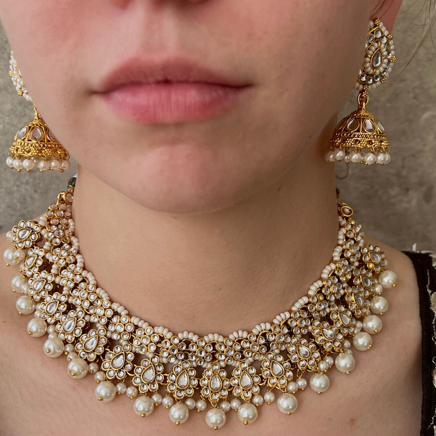 Faux Kundan White Necklace Set Earring/ Tikka/ Tikli/ Indian/ Pakistani/Fashion Jewellery/ Gift for Women