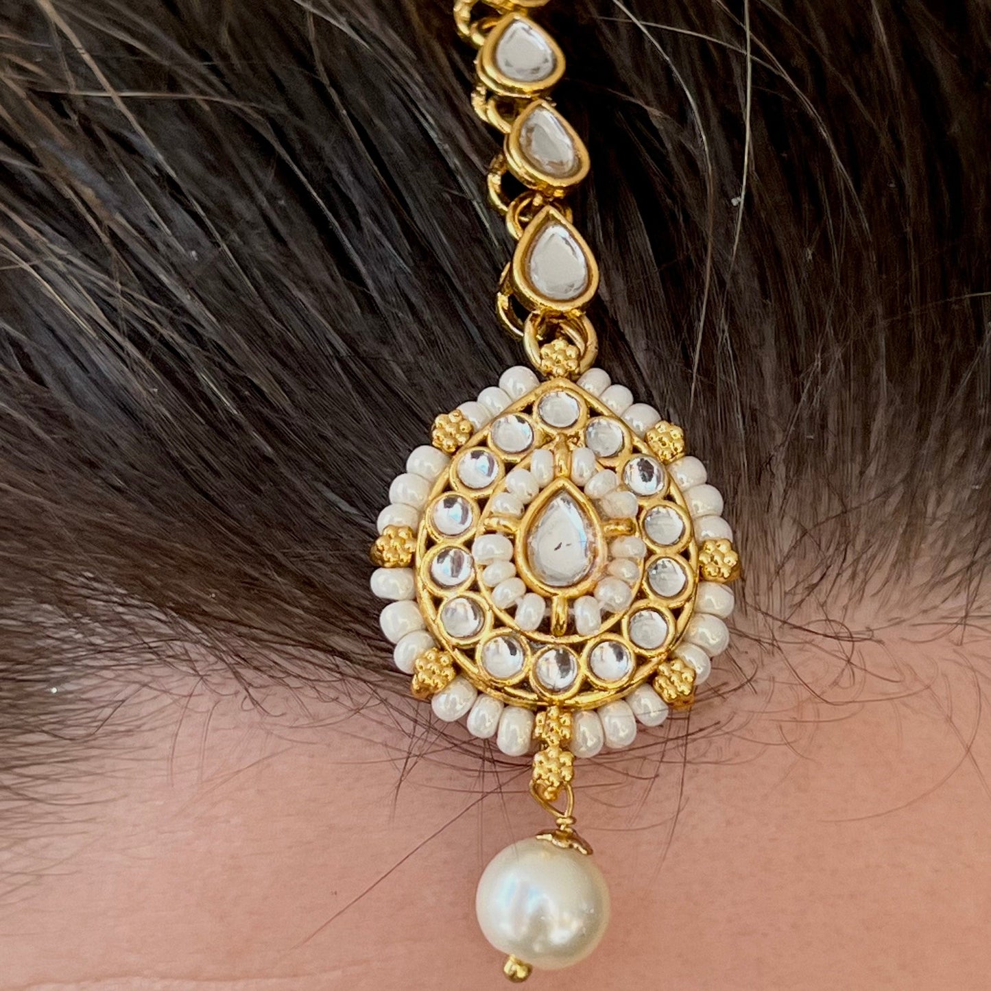 Faux Kundan White Necklace Set Earring/ Tikka/ Tikli/ Indian/ Pakistani/Fashion Jewellery/ Gift for Women